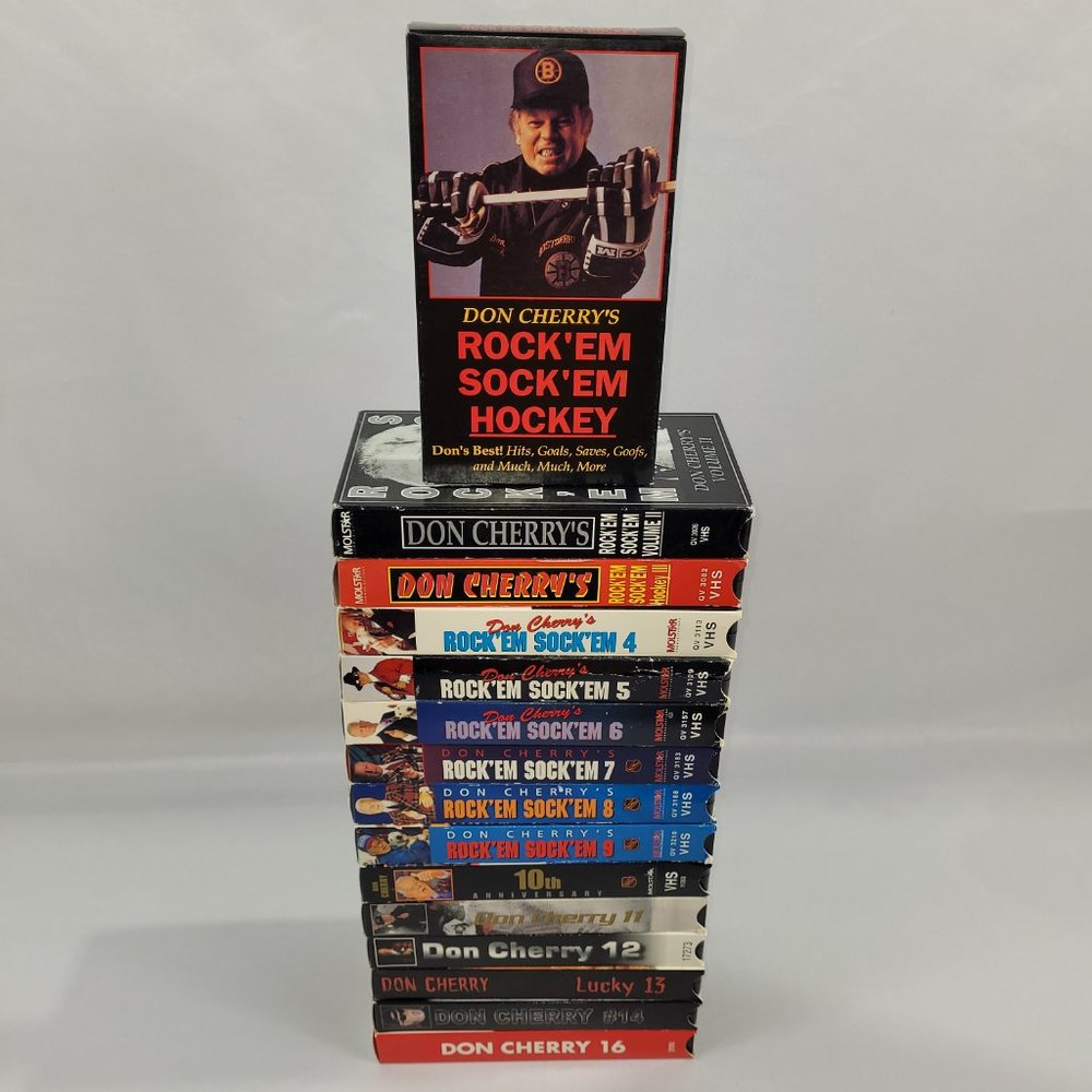 VHS NHL Don Cherry Rock Em Sock Em Vintage Hockey 1-16 VHS Video Tapes